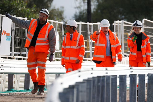 The Prime Minister and the Chancellor Rishi Sunak are shown around by Network Rail employees