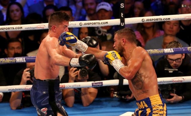 Luke Campbell, left, was outpointed by Vasyl Lomachenko (Steven Paston/PA)