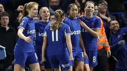Lauren James with her Chelsea team-mates after opening the scoring