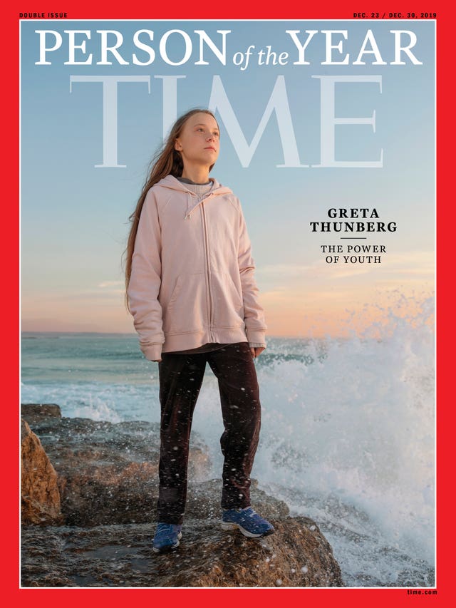 Greta Thunberg on the front of Time