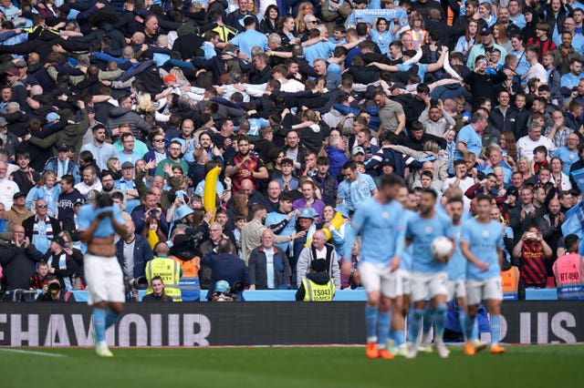 Manchester City fans celebrate