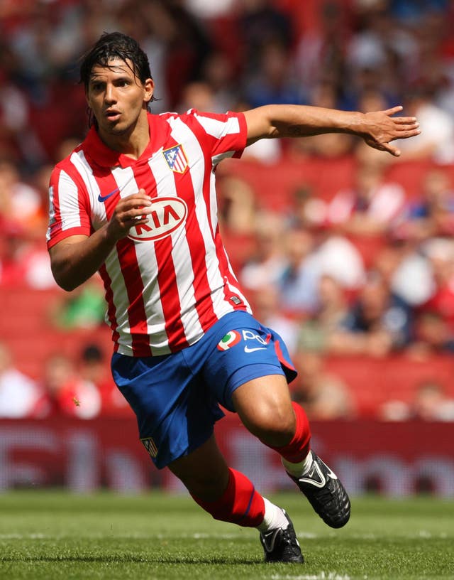 Atletico Madrid’s Sergio Aguero during 2009 Emirates Cup match against Paris St Germain at the Emirates Stadium