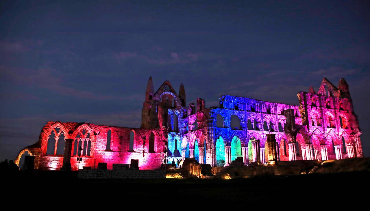 In Pictures Moon rises as Whitby Abbey lights up for Halloween