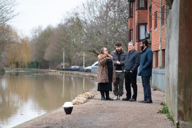 Sir Keir Starmer touring Loughborough, East Midlands, after flooding hit the area