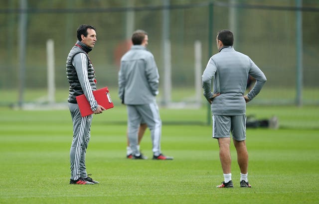 Emery led training ahead of Thursday's game against Vitoria Guimaraes