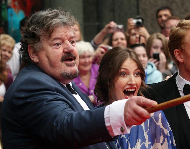 Robbie Coltrane and Kelly Macdonald arriving at the film premiere for Brave at the Festival Theatre in Edinburgh on June 30 2012 