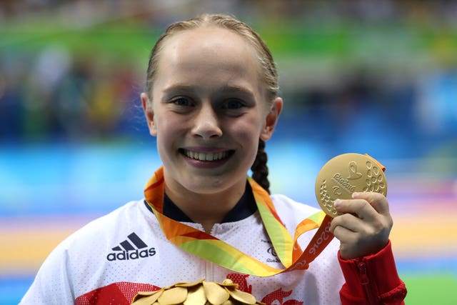 Ellie Robinson with her gold medal from the Rio 2016 Paralympics (Andrew Matthews/PA).