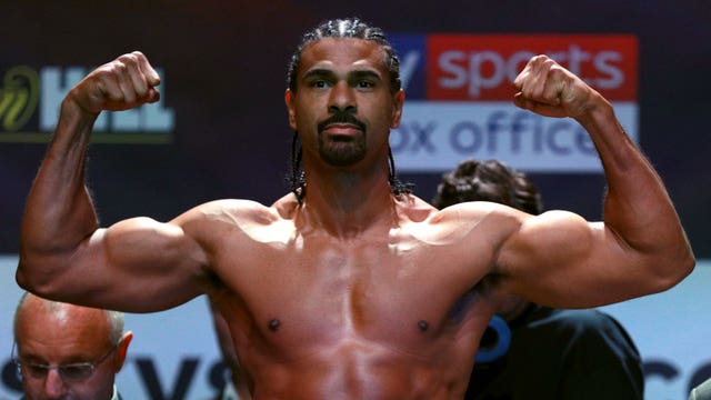 David Haye at the weigh-in ahead of his fight against Tony Bellew