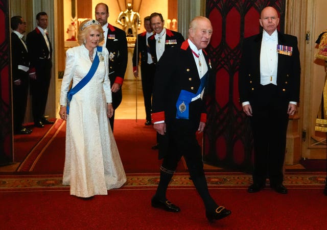 The King, Queen and William at Windsor on Tuesday evening 