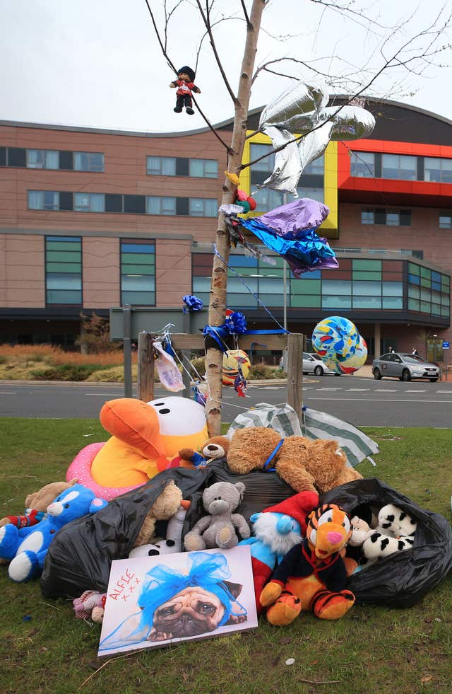 Alfie is being treated at Liverpool’s Alder Hey Children’s Hospital