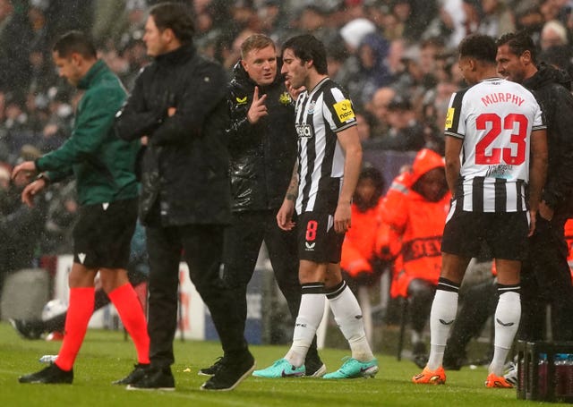 Newcastle head coach Eddie Howe is awaiting formal confirmation of Sandro Tonali's 10-month ban