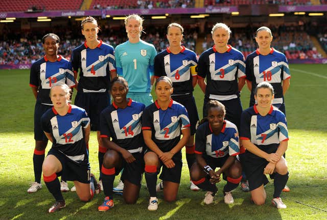 Stoney (back row, third from right) and Aluko (front row, second from right) were both part of the Great Britain squad at the London 2012 Olympics (Andrew Matthews/PA). 