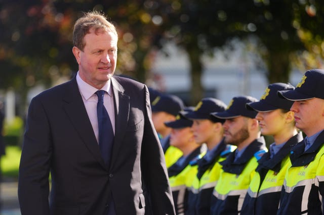 Jim O’Callaghan during a garda inspection