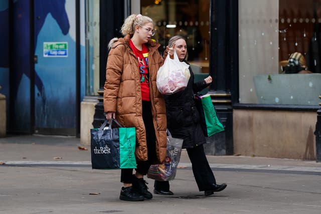 Two women with shopping bags