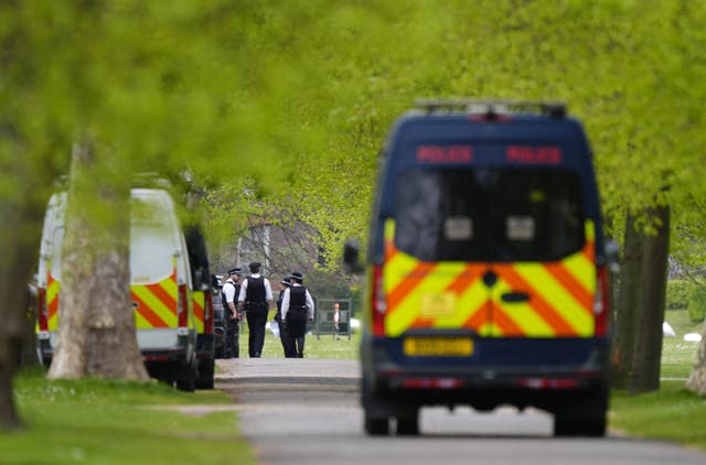 Police officers in Kensington Gardens on Friday