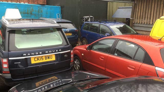 Undated handout photo of cars suspected to have been stored by the firm, Absolutely Secure Airport Parking Bristol, near to Bristol Airport (Lee Drinkwater/PA)