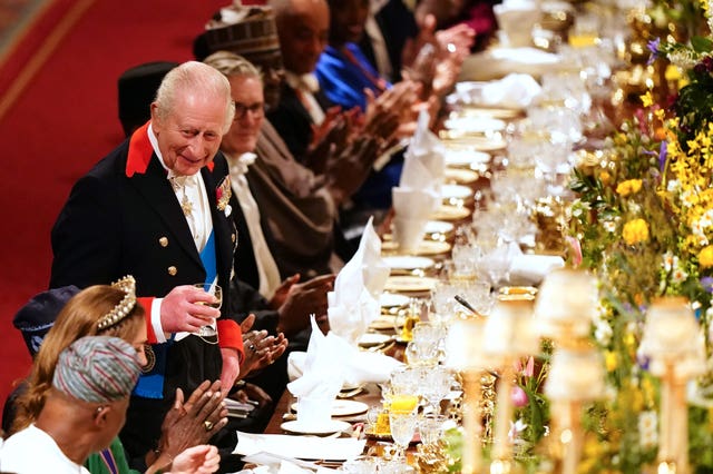 The King delivering his speech during the state banquet for President of Nigeria in March