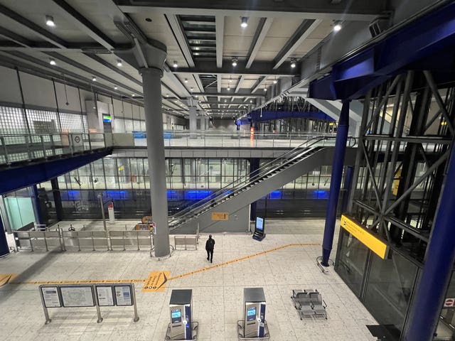 An empty Heathrow Terminal 5 station