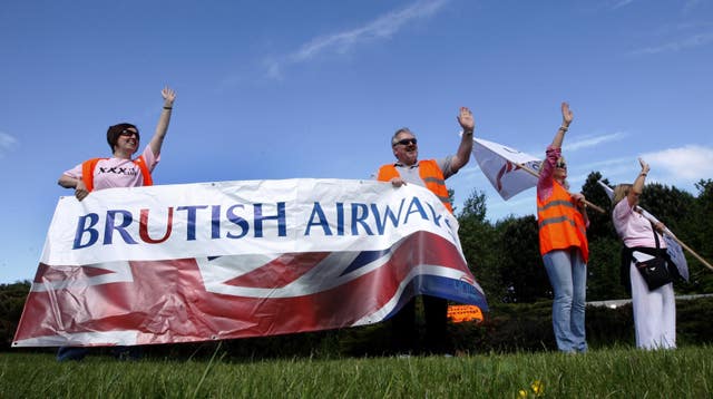 British Airways cabin crew on a picket line 