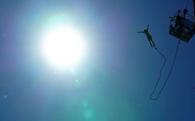 A person bungee jumps in Tatton Park