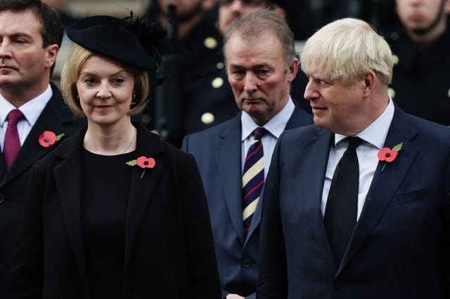 Former prime ministers Liz Truss and Boris Johnson