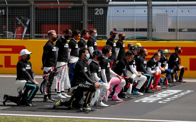 Drivers take the knee ahead of the British Grand Prix