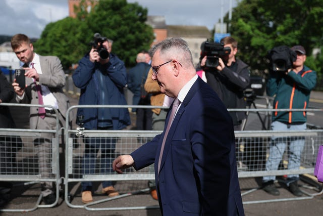 Sir Jeffrey Donaldson arriving at Newry Crown Court