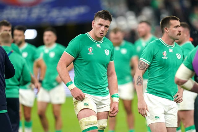 Ireland’s Joe McCarthy looks dejected following Ireland's World Cup quarter-final defeat to New Zealand