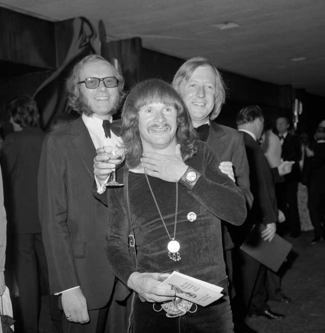 The Goodies, from left, Graeme Garden, Bill Oddie and Tim Brooke-Taylor in 1975