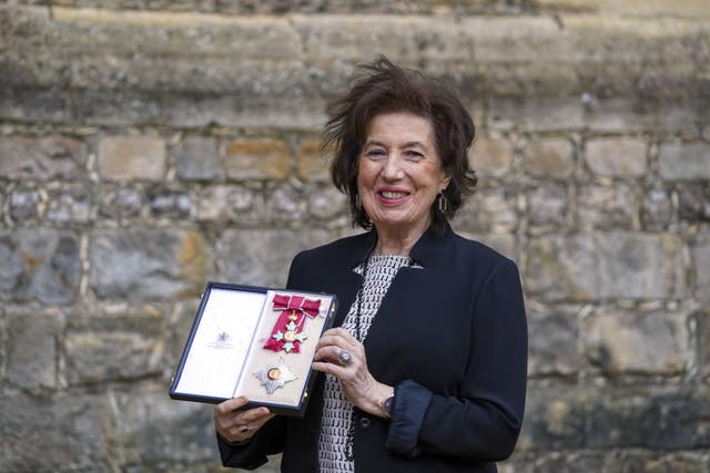 Dame Imogen Cooper from London after she was made a Dame Commander of the British Empire by the Princess Royal at Windsor Castle for services to music
