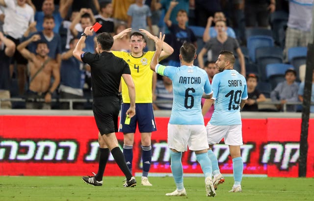 Scotland were beaten 2-1 by Israel in Haifa after John Souttar was sent off (Adam Davy/PA)