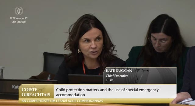 Kate Duggan appearing before the Oireachtas children’s committee 