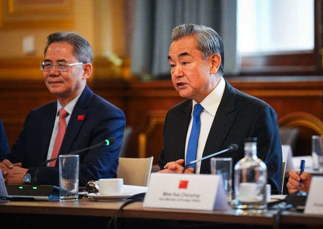 Wang Yi during a meeting at the Foreign, Commonwealth and Development Office 