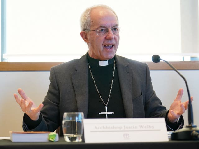 Archbishop of Canterbury Justin Welby speaks during a Church of England press conference in January