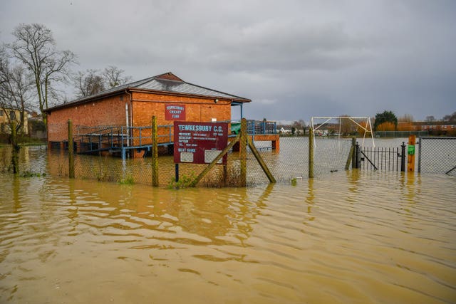 Tewkesbury Cricket Club was also flooded (Ben Birchall/PA)