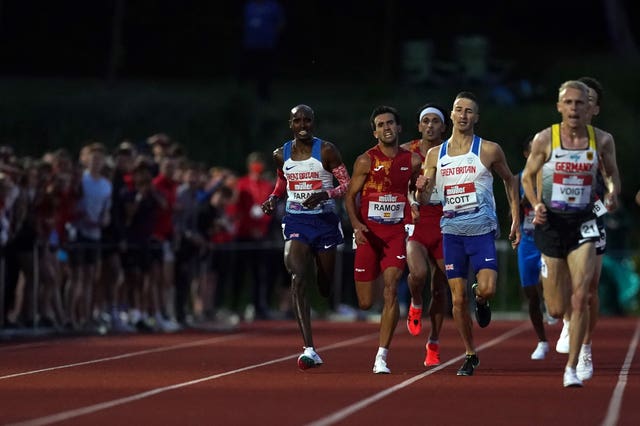 Mo Farah, left, could only finish eighth in Birmingham