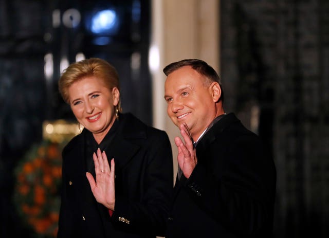 Poland’s President Andrzej Duda and his wife Agata (Alastair Grant/PA)