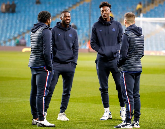 Chelsea's Reece James, Tammy Abraham and Mason Mount with Kurt Zouma