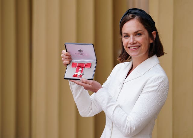 Actress Ruth Wilson after she was made an MBE (Member of the Order of the British Empire) during an investiture ceremony at Buckingham Palace in London