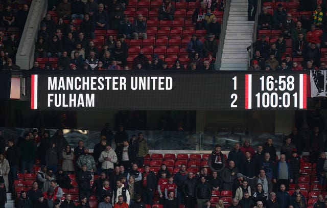Manchester United v Fulham scoreboard