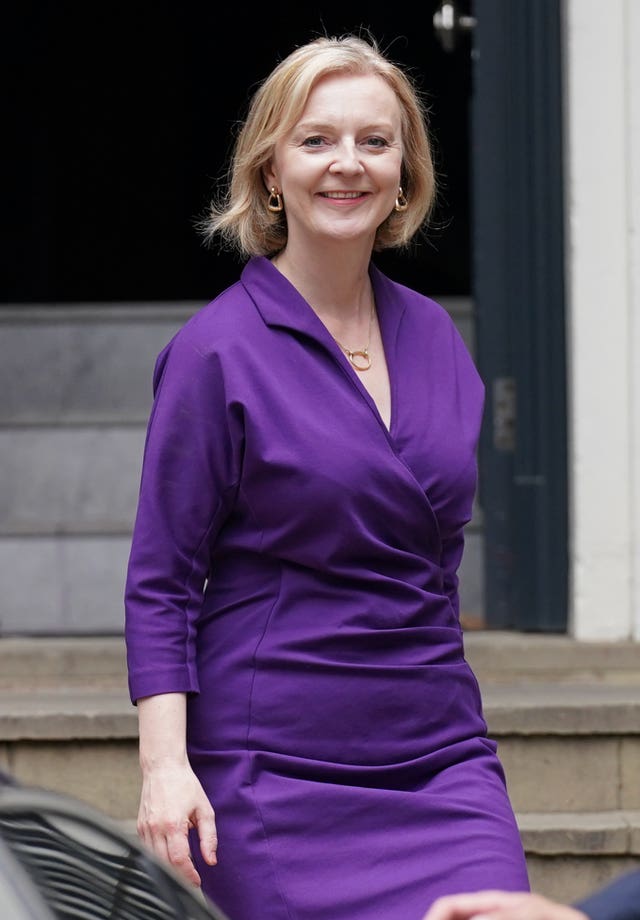 Liz Truss departs Conservative Campaign Headquarters (CCHQ) in London following the announcement that she is the new Conservative Party leader and will become the next prime minister