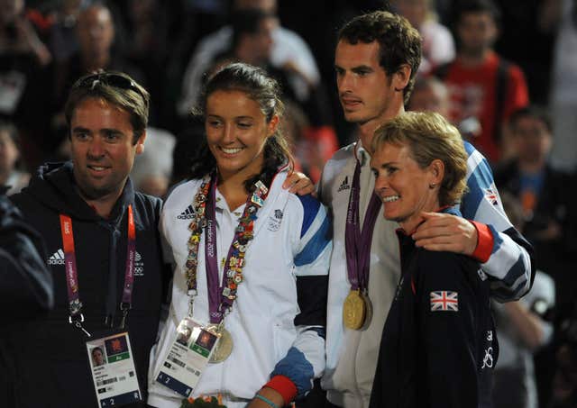 Laura Robson, second left, won an Olympic silver medal with Andy Murray, second right, in 2012
