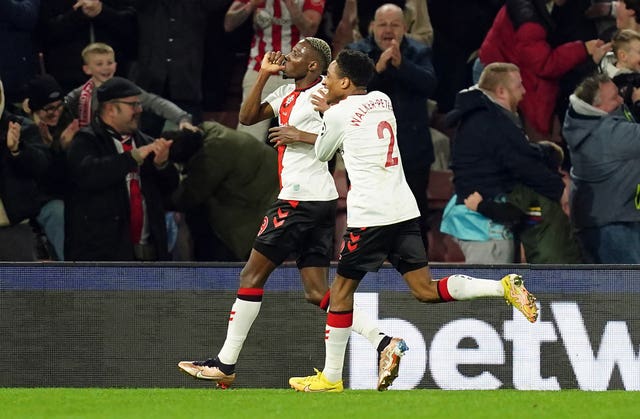 Moussa Djenepo, left, claimed Southampton's second goal