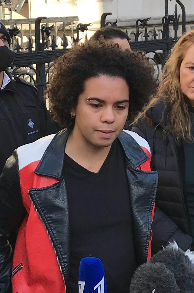 Keira Bell outside the Royal Courts of Justice in central London 