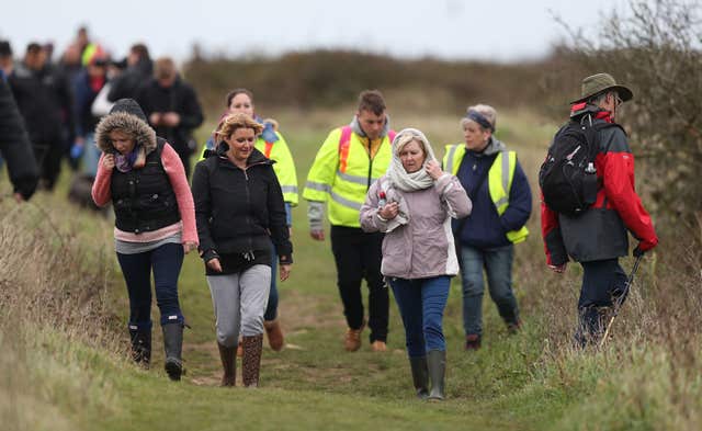 Members of the public joined the search for the teenager around the coastal areas of Swanage in November 2017 (Andrew Matthews/PA)