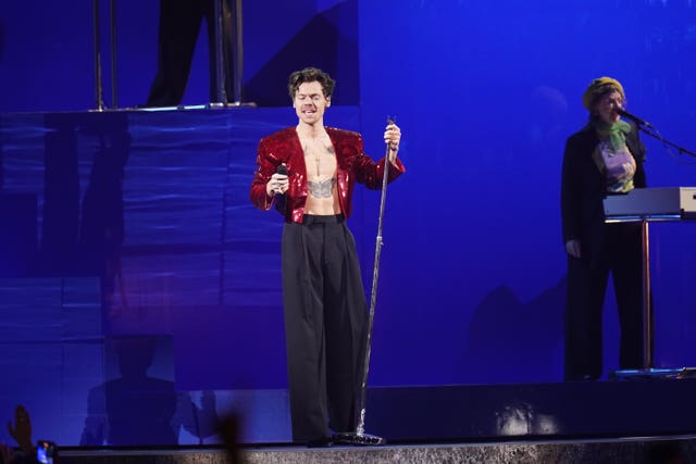 Harry Styles performs at the Brit Awards 2023