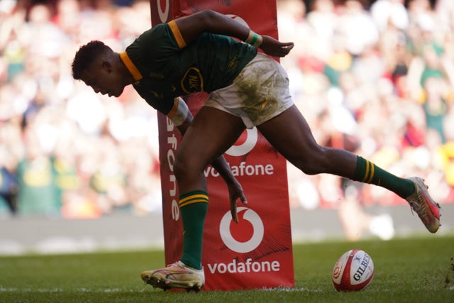 South Africa ran in eight tries in Cardiff