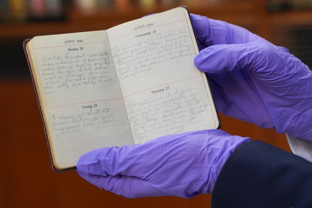Vera Lynn&rsquo;s personal diary detailing her 1944 tour of India, on display at Imperial War Museum
