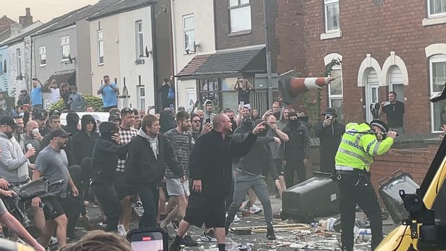 Trouble flares during a protest in Southport, after three children died and eight were injured in a 'ferocious' knife attack