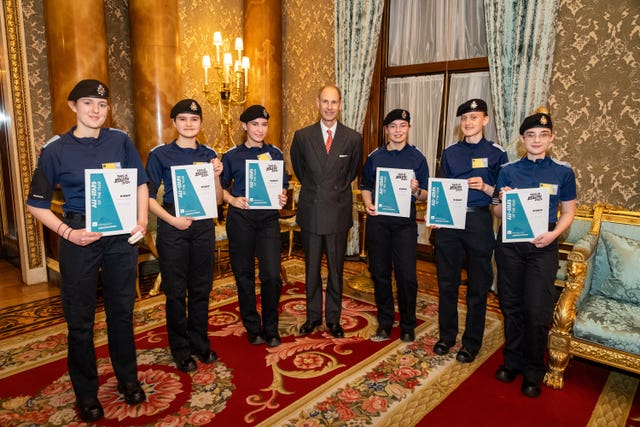 Edward with the Derbyshire police cadets recognised for their efforts 